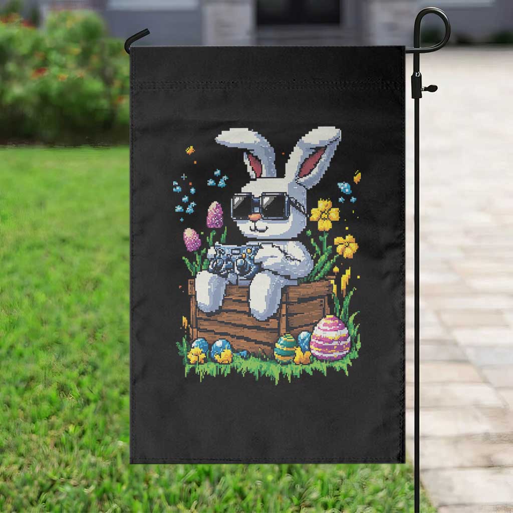 Gamer Rabbit Garden Flag Cute Bunny Gaming Eggs Video Games Easter Pixel Garden - Wonder Print Shop