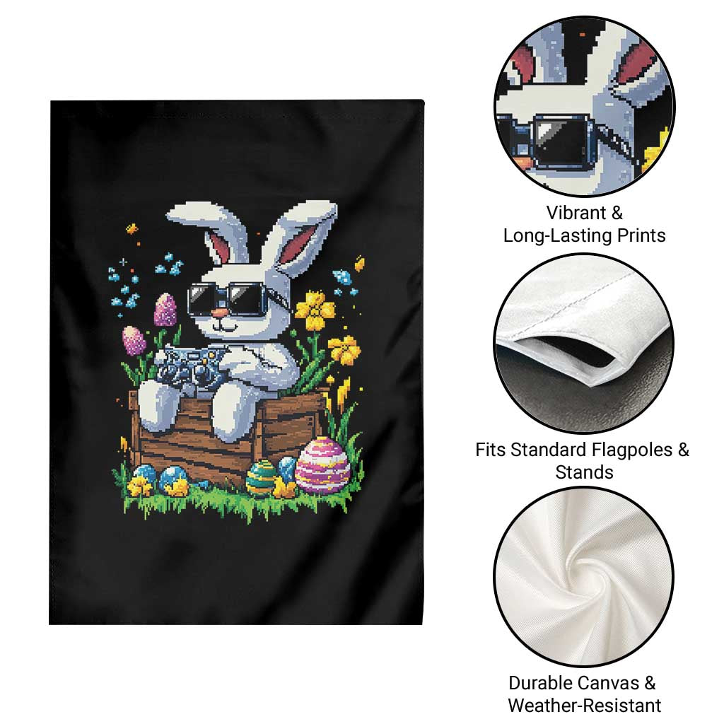 Gamer Rabbit Garden Flag Cute Bunny Gaming Eggs Video Games Easter Pixel Garden - Wonder Print Shop