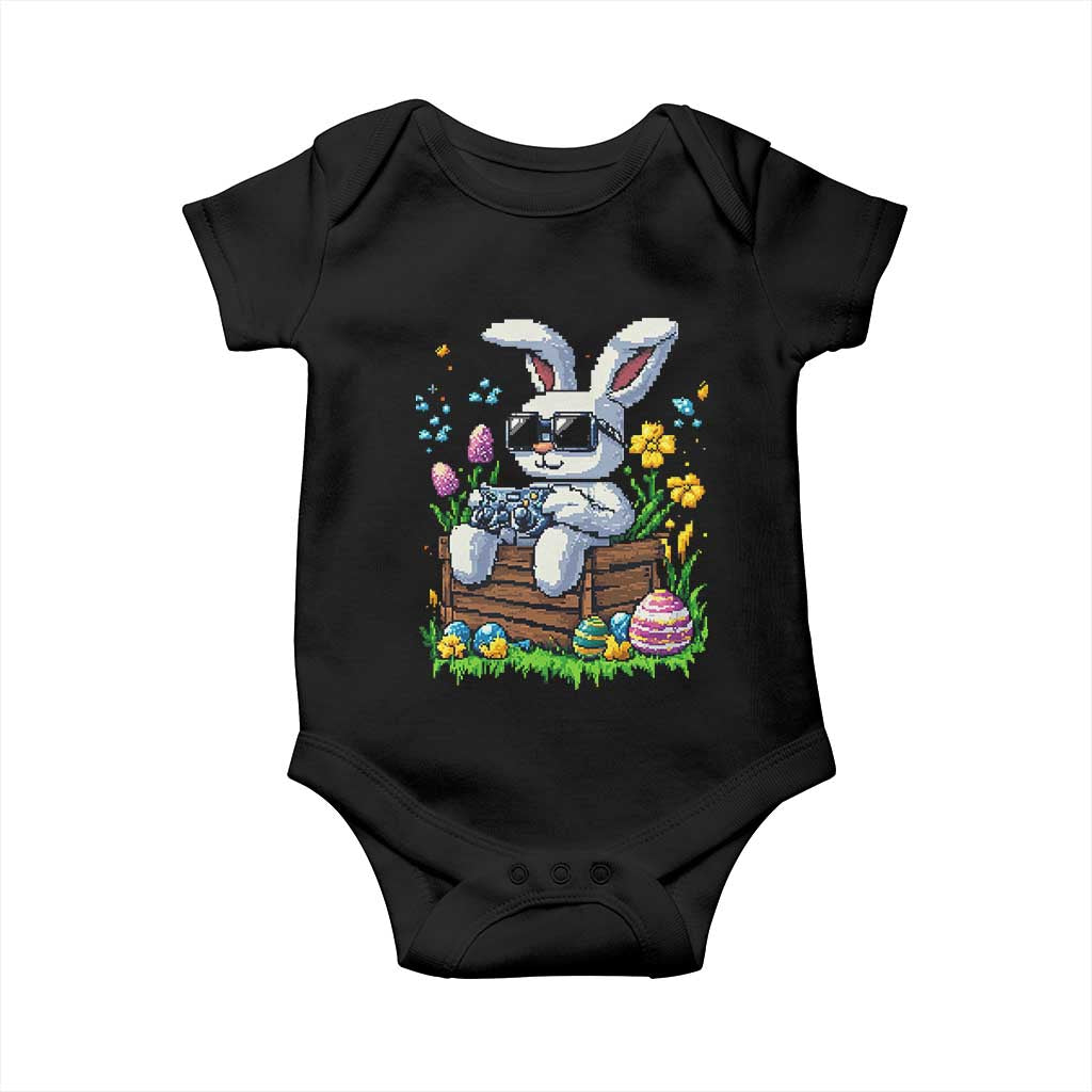 Gamer Rabbit Baby Onesie Cute Bunny Gaming Eggs Video Games Easter Pixel Garden - Wonder Print Shop