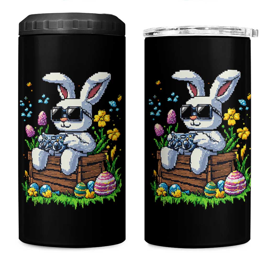 Gamer Rabbit 4 in 1 Can Cooler Tumbler Cute Bunny Gaming Eggs Video Games Easter Pixel Garden - Wonder Print Shop