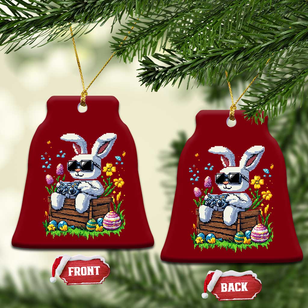 Gamer Rabbit Ceramic Ornament Cute Bunny Gaming Eggs Video Games Easter Pixel Garden - Wonder Print Shop