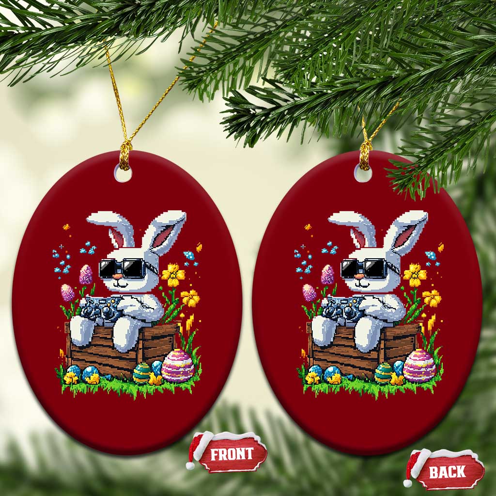 Gamer Rabbit Ceramic Ornament Cute Bunny Gaming Eggs Video Games Easter Pixel Garden - Wonder Print Shop