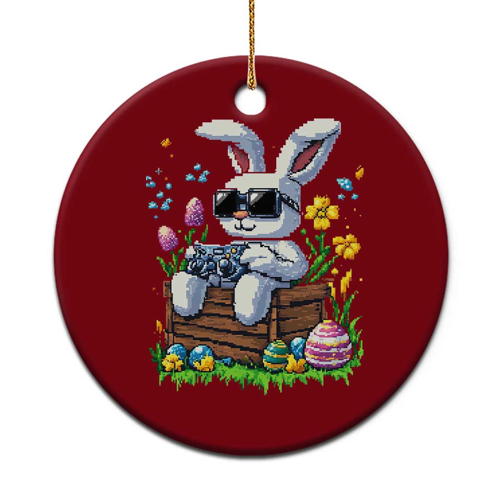 Gamer Rabbit Ceramic Ornament Cute Bunny Gaming Eggs Video Games Easter Pixel Garden - Wonder Print Shop