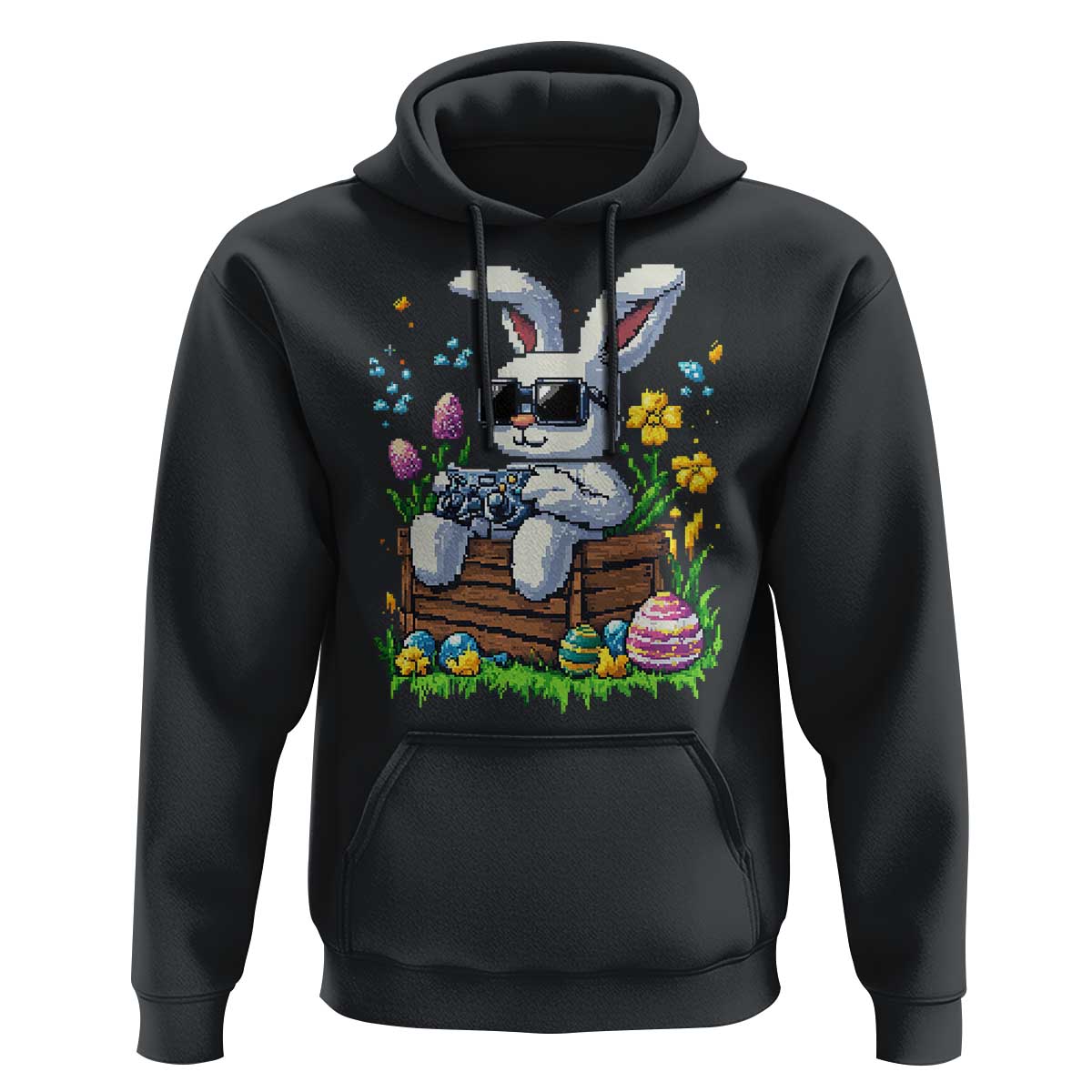 Gamer Rabbit Hoodie Cute Bunny Gaming Eggs Video Games Easter Pixel Garden - Wonder Print Shop