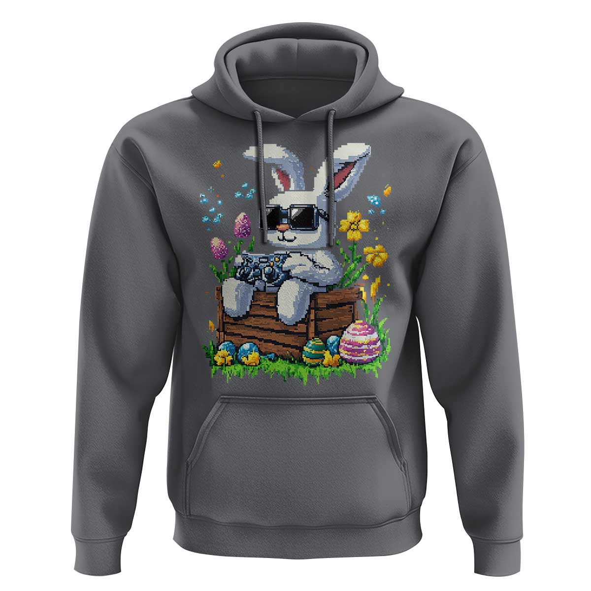Gamer Rabbit Hoodie Cute Bunny Gaming Eggs Video Games Easter Pixel Garden - Wonder Print Shop