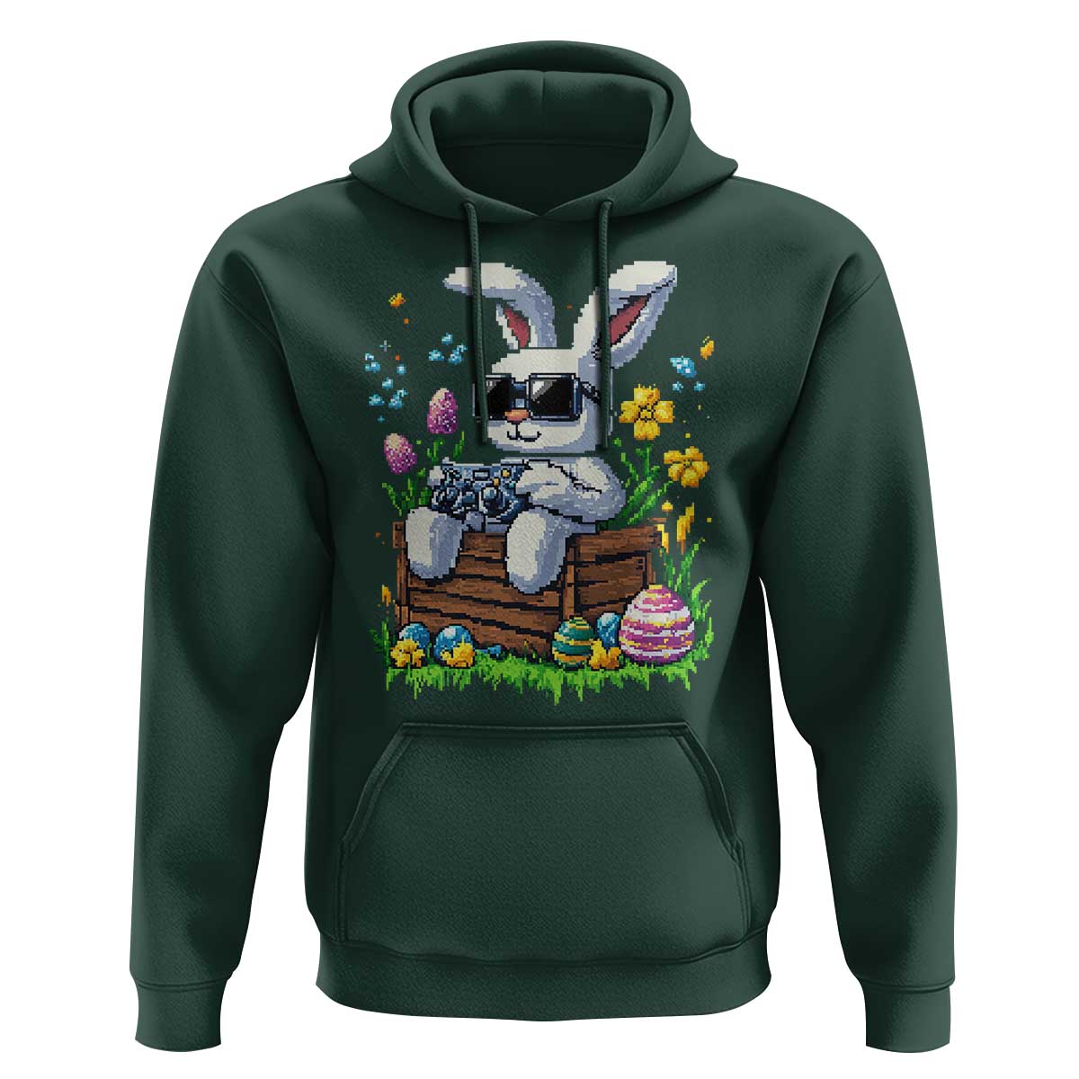 Gamer Rabbit Hoodie Cute Bunny Gaming Eggs Video Games Easter Pixel Garden - Wonder Print Shop