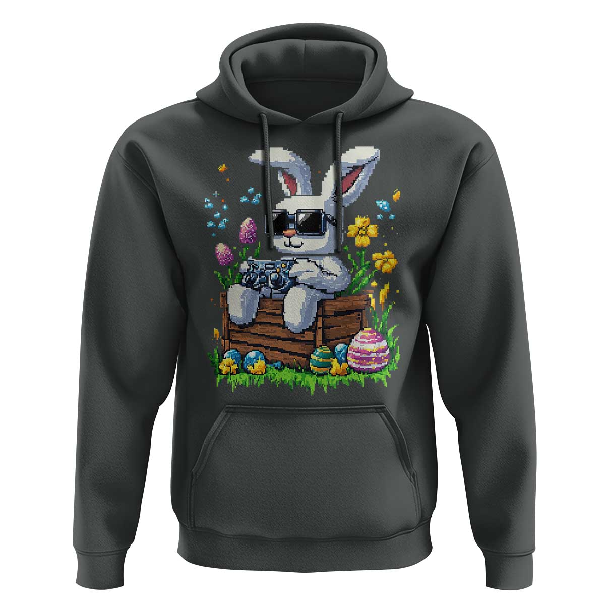 Gamer Rabbit Hoodie Cute Bunny Gaming Eggs Video Games Easter Pixel Garden - Wonder Print Shop