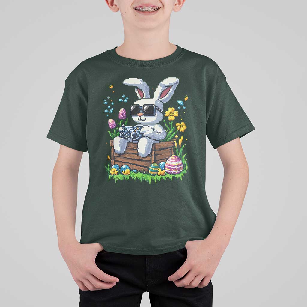 Gamer Rabbit T Shirt For Kid Cute Bunny Gaming Eggs Video Games Easter Pixel Garden - Wonder Print Shop