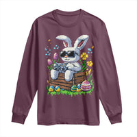 Gamer Rabbit Long Sleeve Shirt Cute Bunny Gaming Eggs Video Games Easter Pixel Garden - Wonder Print Shop
