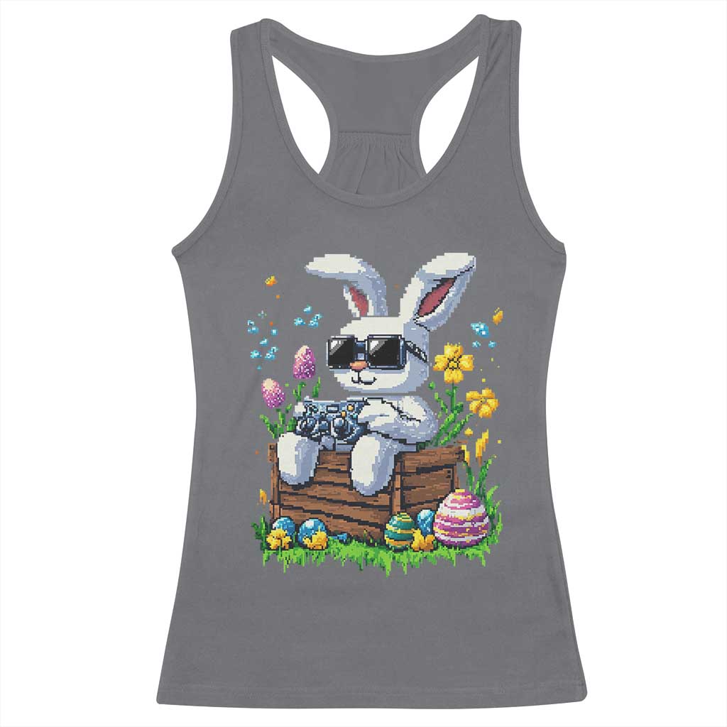 Gamer Rabbit Racerback Tank Top Cute Bunny Gaming Eggs Video Games Easter Pixel Garden - Wonder Print Shop