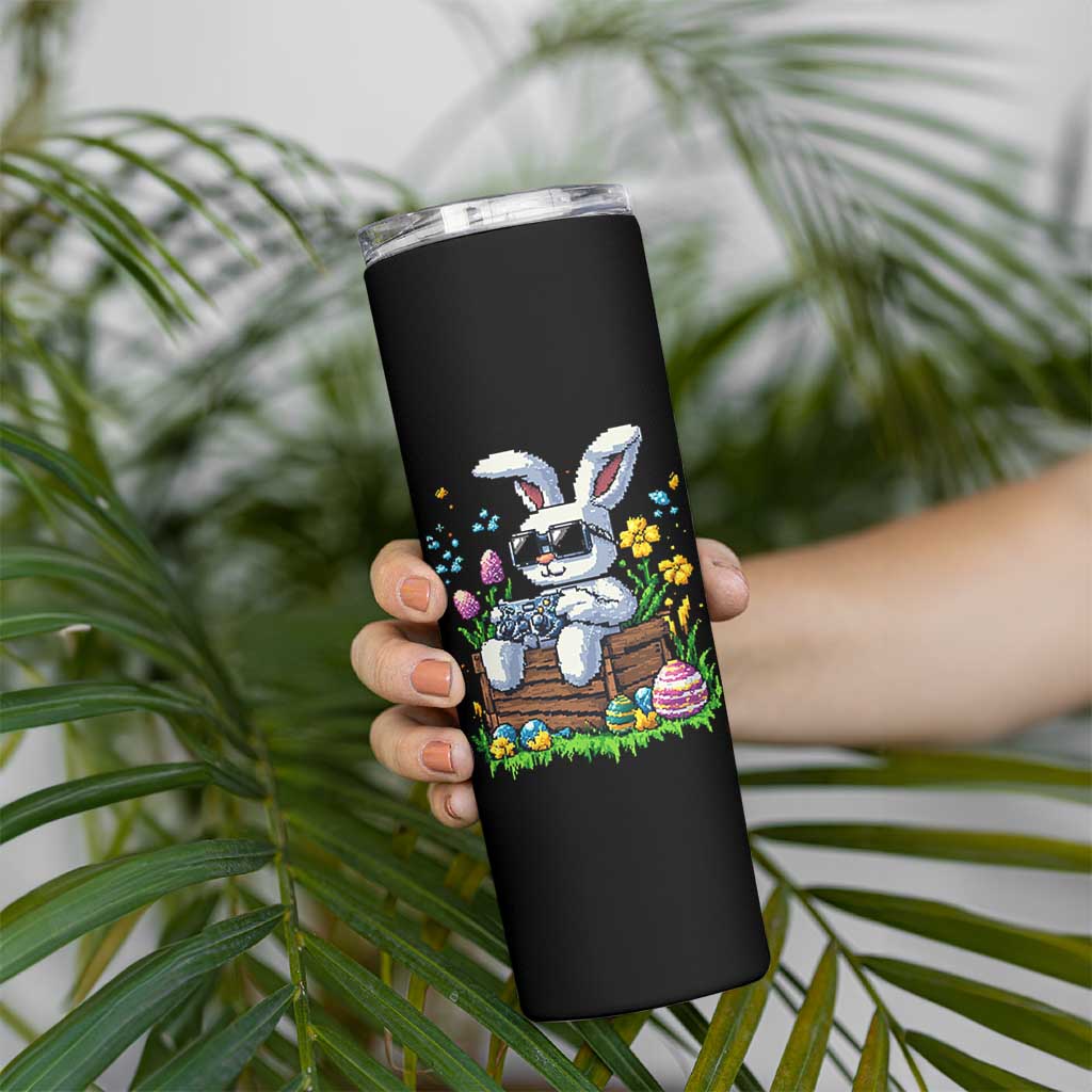 Gamer Rabbit Skinny Tumbler Cute Bunny Gaming Eggs Video Games Easter Pixel Garden - Wonder Print Shop