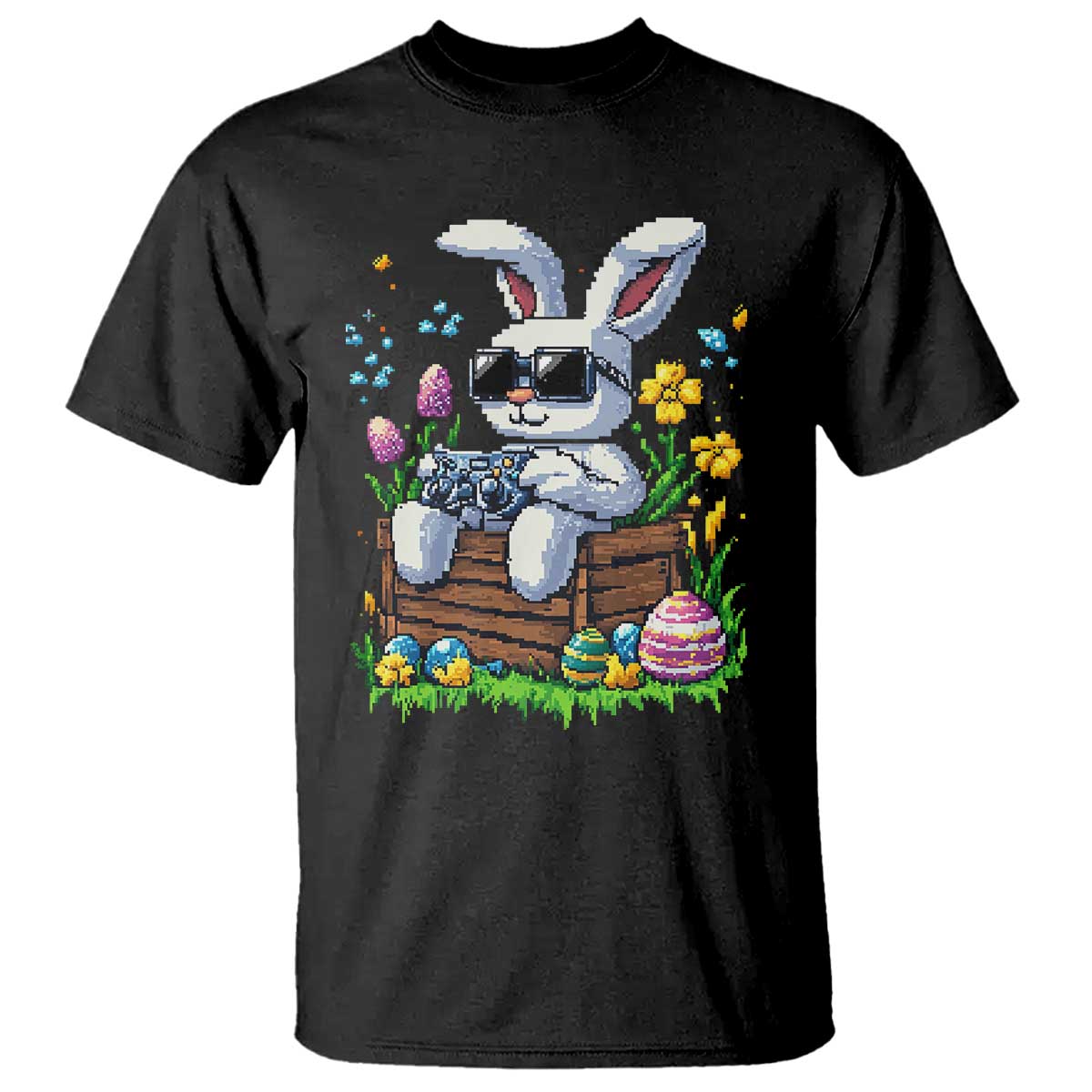 Gamer Rabbit T Shirt Cute Bunny Gaming Eggs Video Games Easter Pixel Garden - Wonder Print Shop