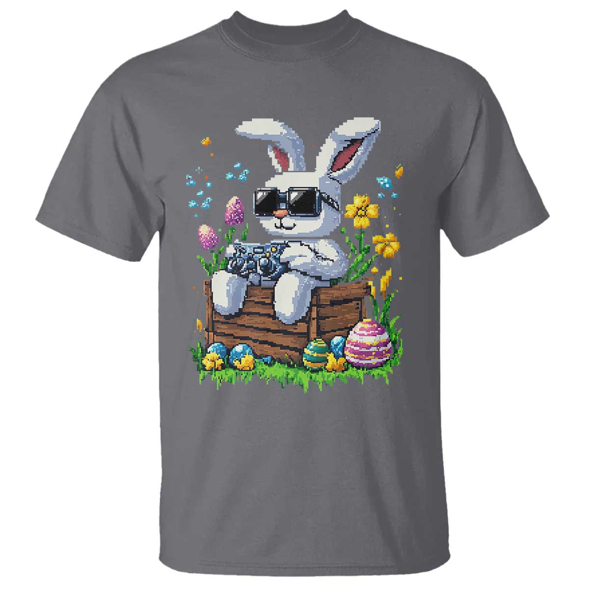 Gamer Rabbit T Shirt Cute Bunny Gaming Eggs Video Games Easter Pixel Garden - Wonder Print Shop