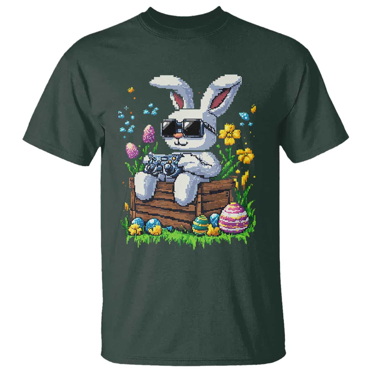 Gamer Rabbit T Shirt Cute Bunny Gaming Eggs Video Games Easter Pixel Garden - Wonder Print Shop