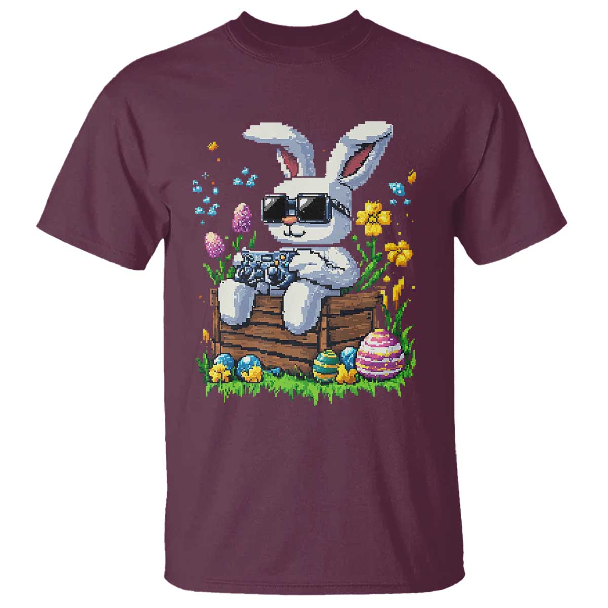 Gamer Rabbit T Shirt Cute Bunny Gaming Eggs Video Games Easter Pixel Garden - Wonder Print Shop