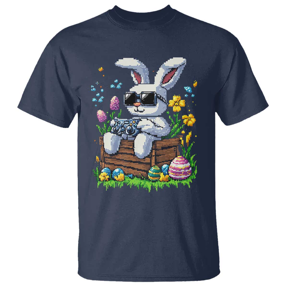 Gamer Rabbit T Shirt Cute Bunny Gaming Eggs Video Games Easter Pixel Garden - Wonder Print Shop