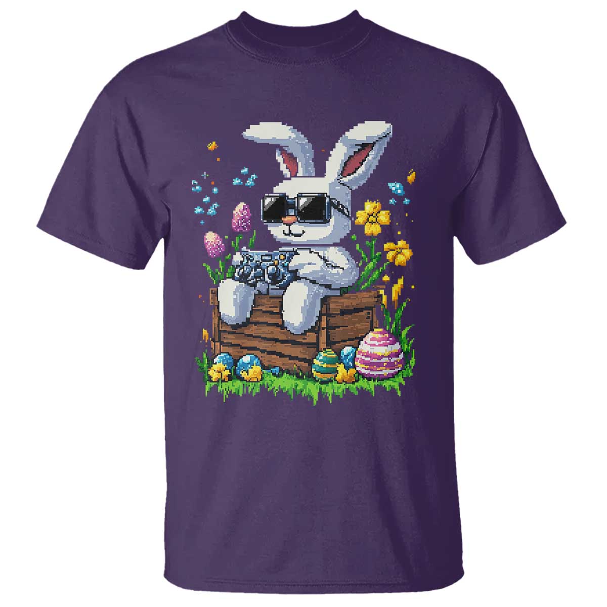 Gamer Rabbit T Shirt Cute Bunny Gaming Eggs Video Games Easter Pixel Garden - Wonder Print Shop
