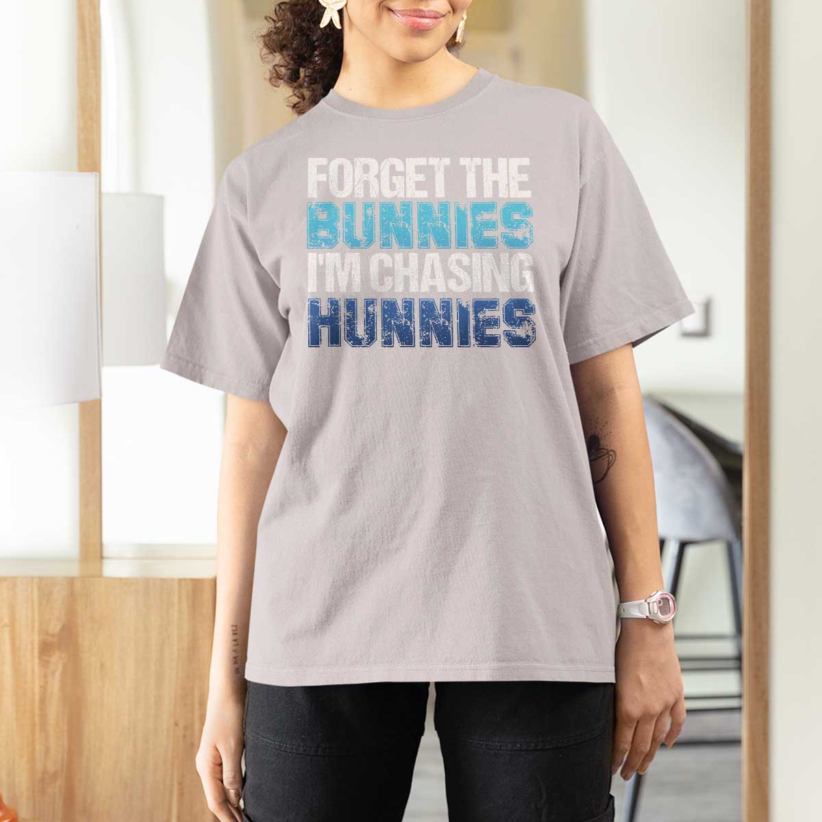 Funny Easter T Shirt For Women Forget The Bunnies Im Chasing Hunnies