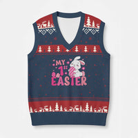 Baby First Easter V-Neck Knit Sweater Vest Cute Newborn Gift Bunny Rabbit - Wonder Print Shop