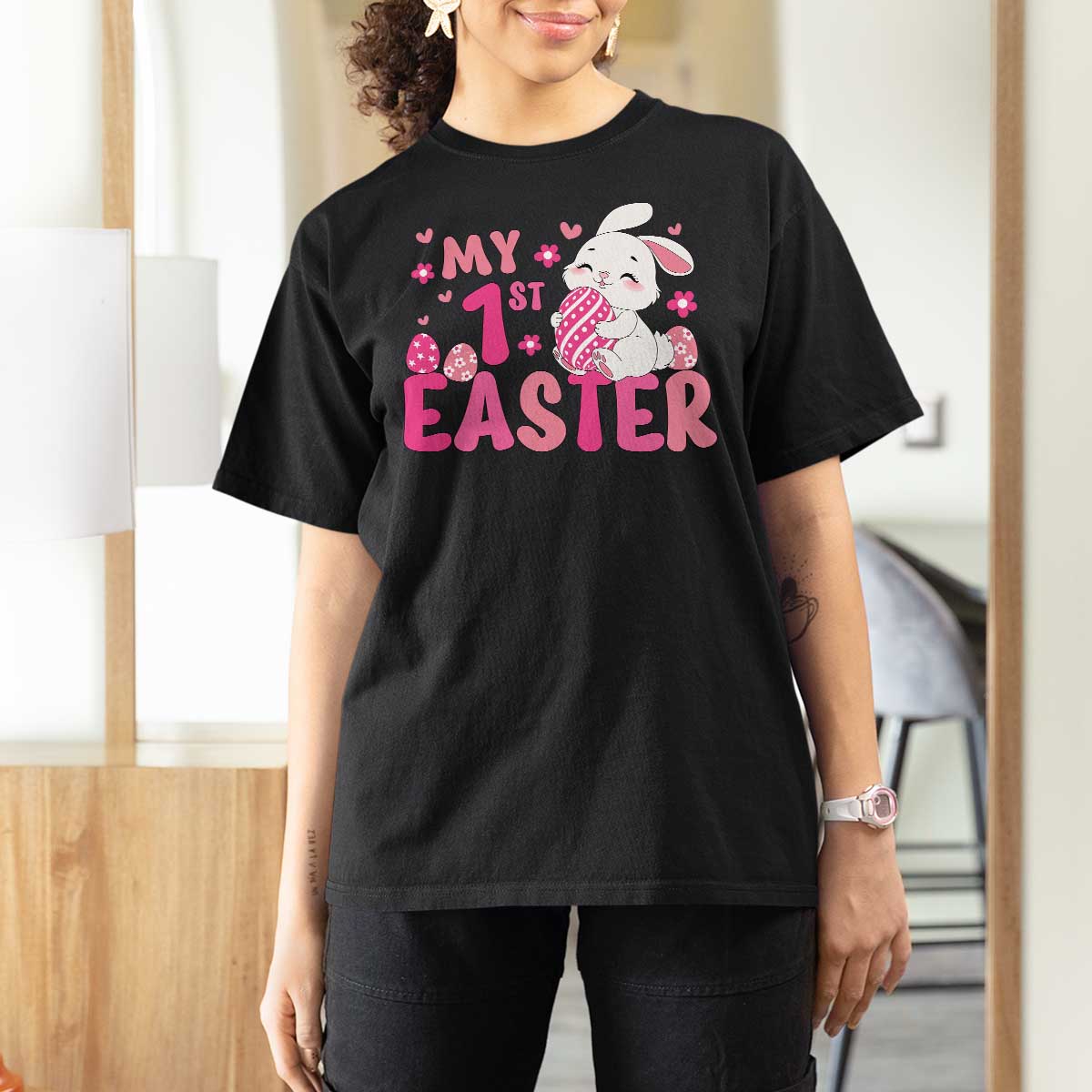 Baby First Easter T Shirt For Women Cute Newborn Gift Bunny Rabbit - Wonder Print Shop
