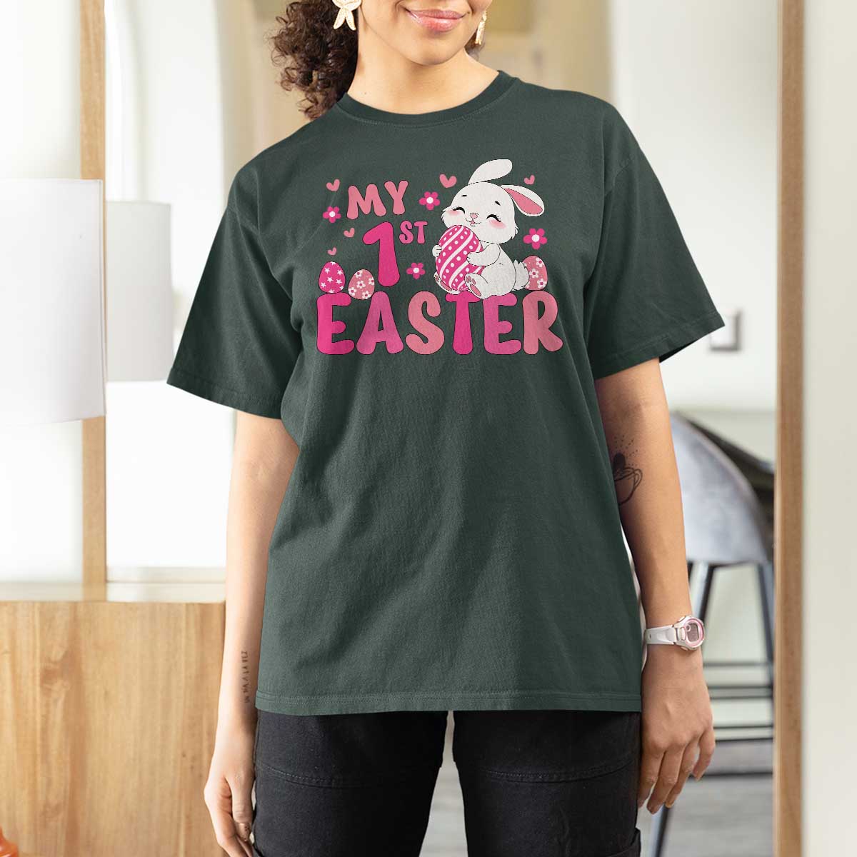 Baby First Easter T Shirt For Women Cute Newborn Gift Bunny Rabbit - Wonder Print Shop