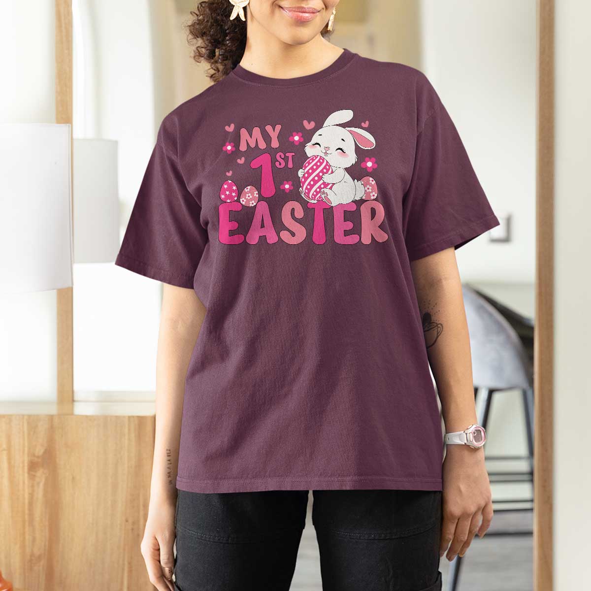 Baby First Easter T Shirt For Women Cute Newborn Gift Bunny Rabbit - Wonder Print Shop