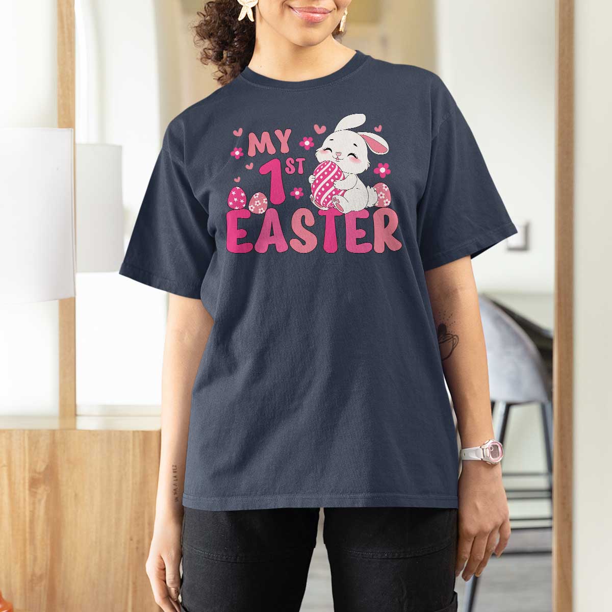 Baby First Easter T Shirt For Women Cute Newborn Gift Bunny Rabbit - Wonder Print Shop