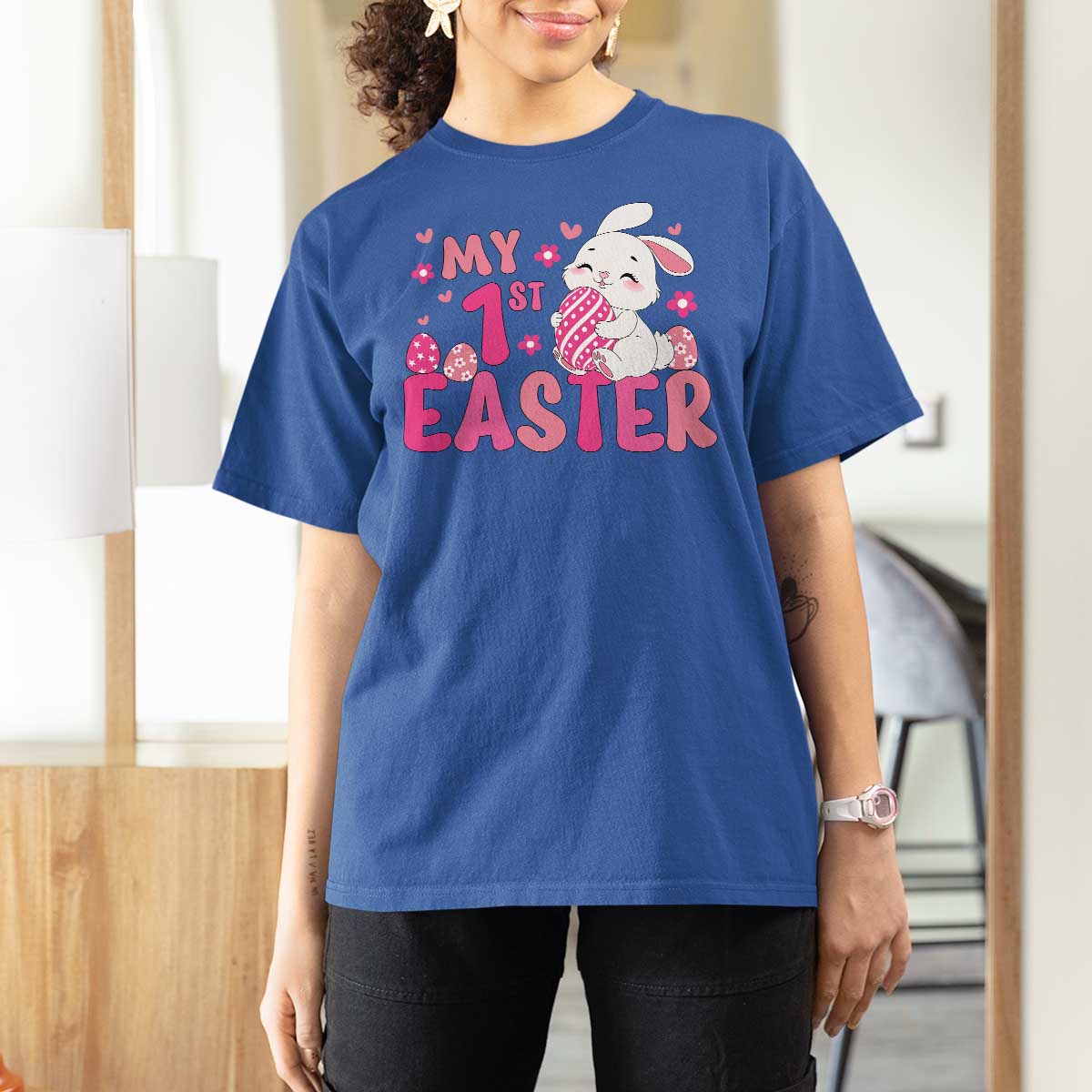 Baby First Easter T Shirt For Women Cute Newborn Gift Bunny Rabbit - Wonder Print Shop