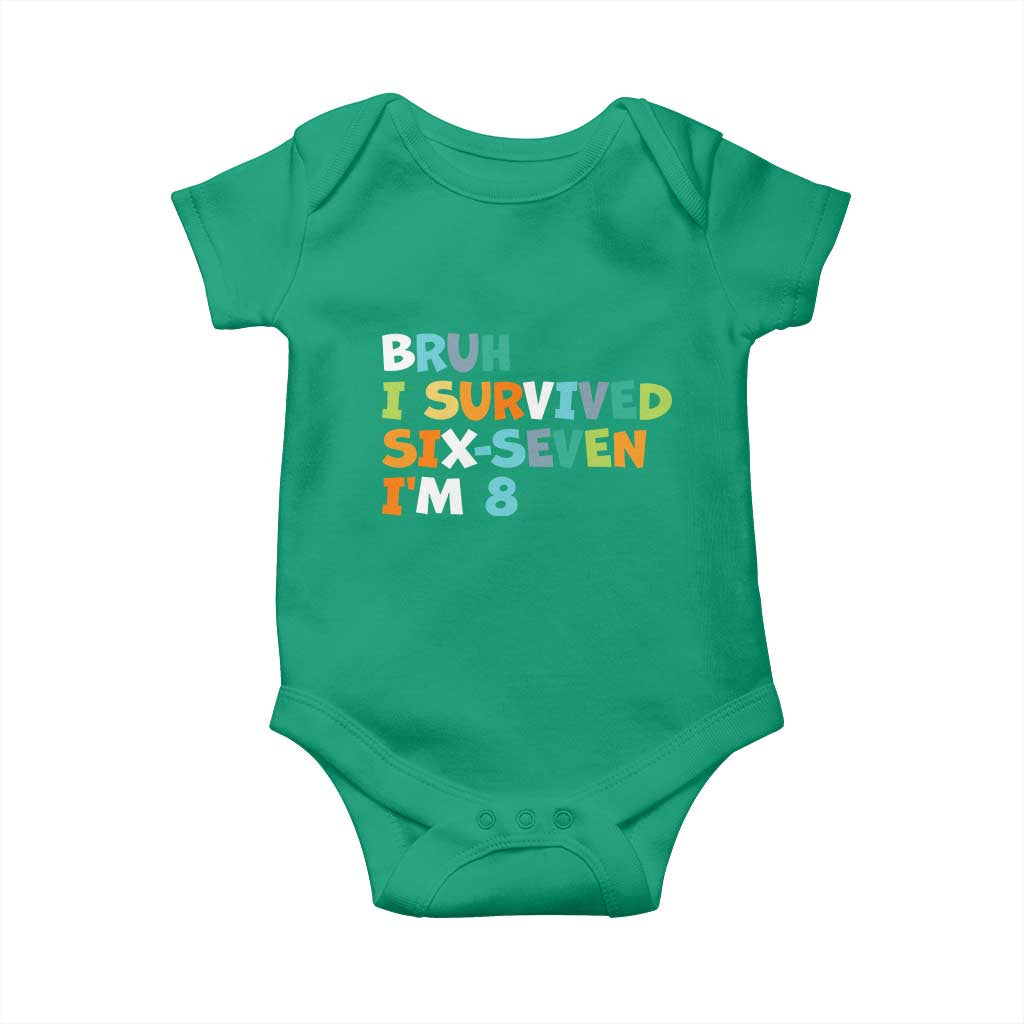 8th Birthday Baby Onesie Im 8 Year Old Six Seven Bruh I Survived 67