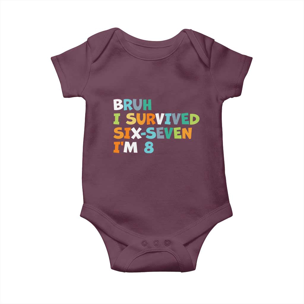 8th Birthday Baby Onesie Im 8 Year Old Six Seven Bruh I Survived 67