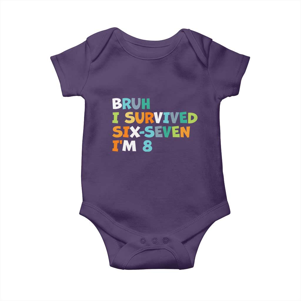8th Birthday Baby Onesie Im 8 Year Old Six Seven Bruh I Survived 67