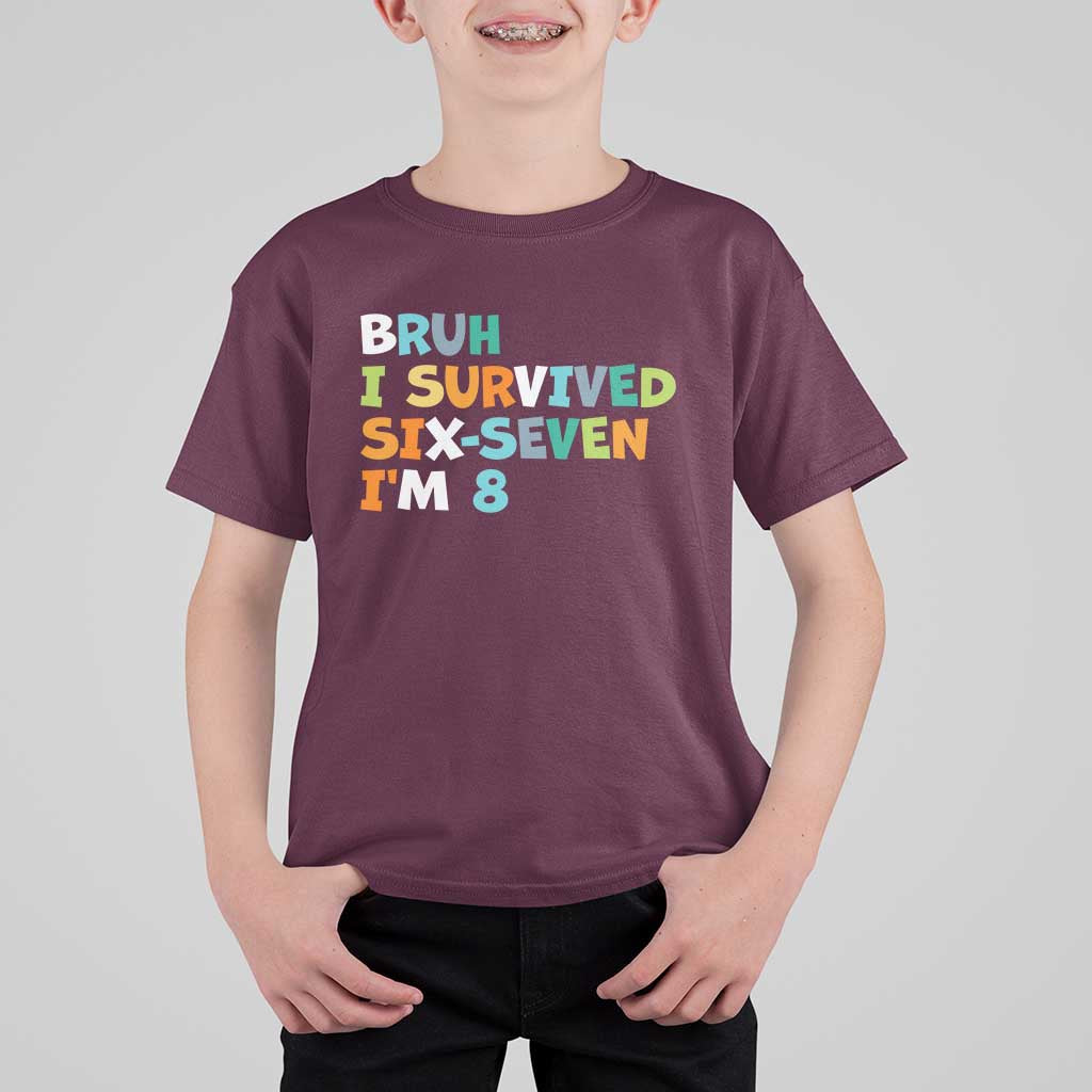 8th Birthday T Shirt For Kid Im 8 Year Old Six Seven Bruh I Survived 67