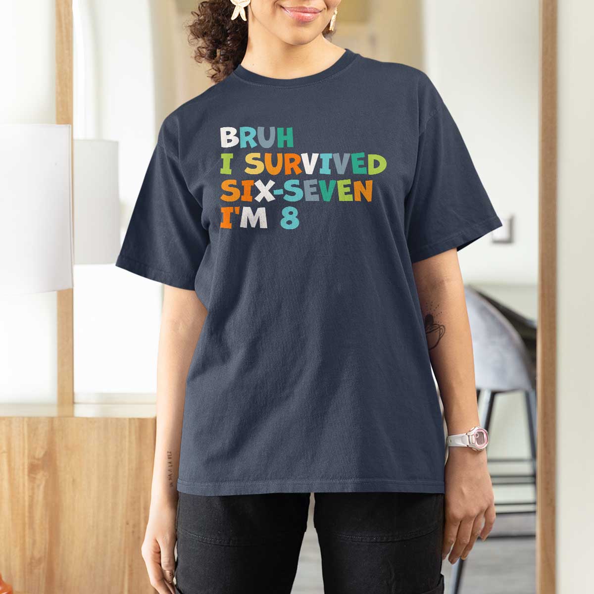 8th Birthday T Shirt For Women Im 8 Year Old Six Seven Bruh I Survived 67