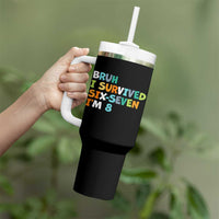 8th Birthday Tumbler With Handle Im 8 Year Old Six Seven Bruh I Survived 67