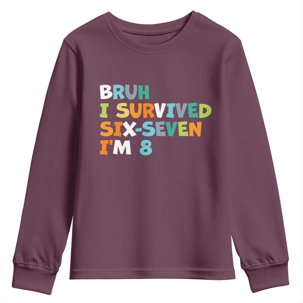 8th Birthday Youth Sweatshirt Im 8 Year Old Six Seven Bruh I Survived 67