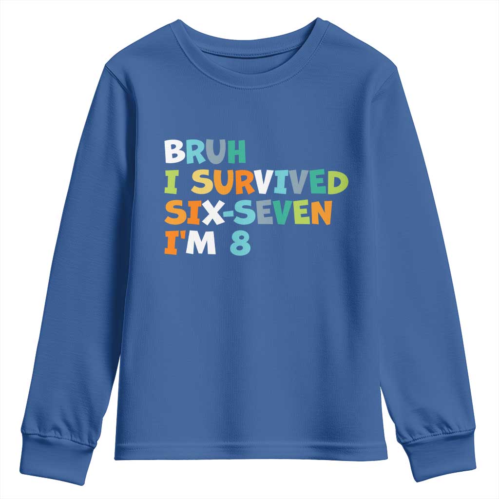 8th Birthday Youth Sweatshirt Im 8 Year Old Six Seven Bruh I Survived 67