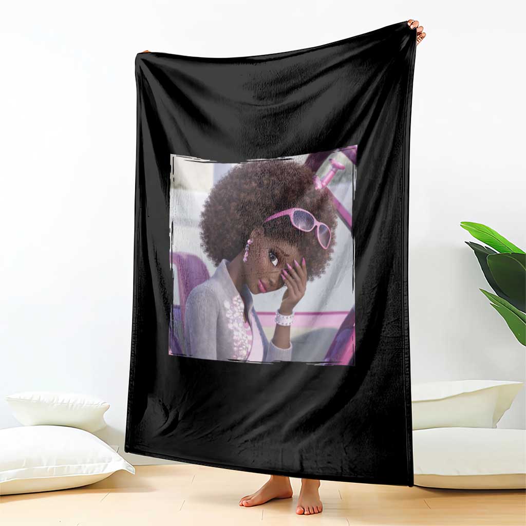 Disgusted Black Doll Meme Throw Blanket Funny Sassy Reaction Afro Girl With Attitude