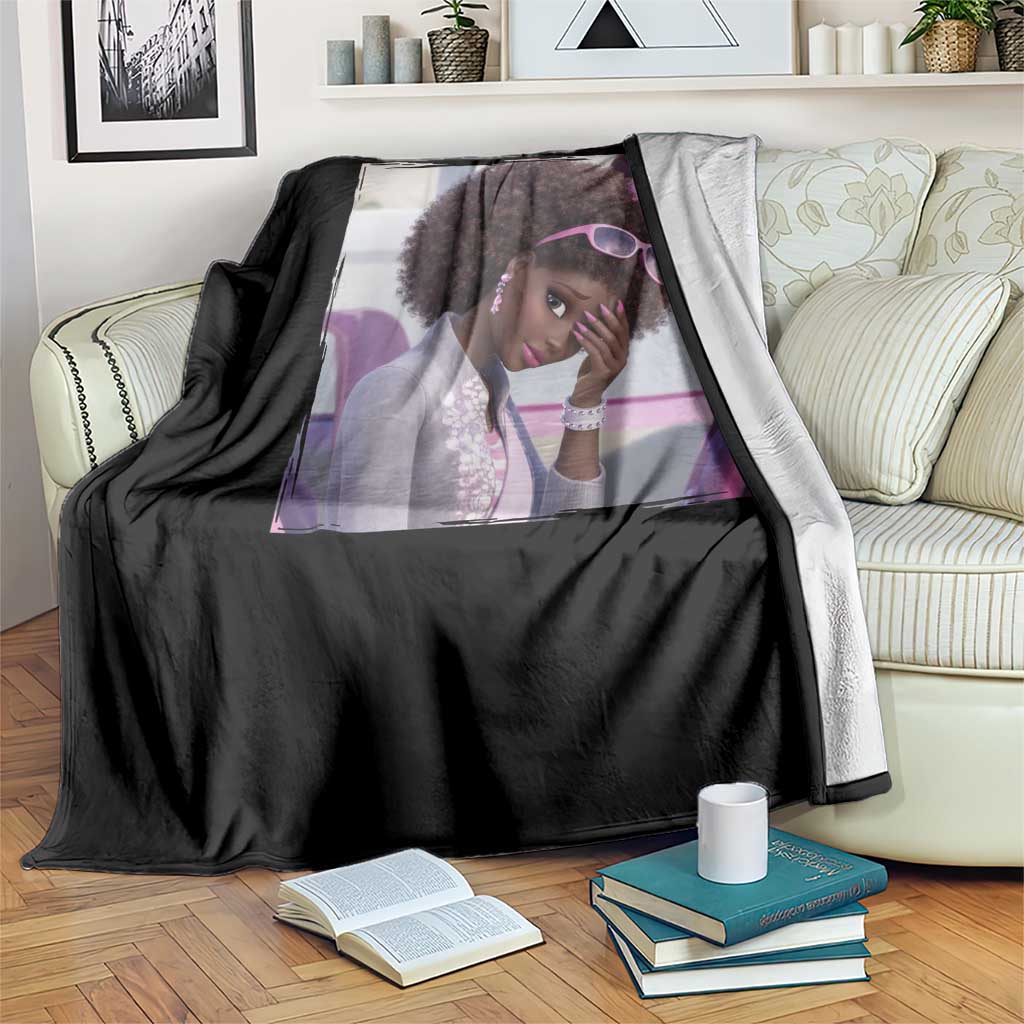 Disgusted Black Doll Meme Throw Blanket Funny Sassy Reaction Afro Girl With Attitude