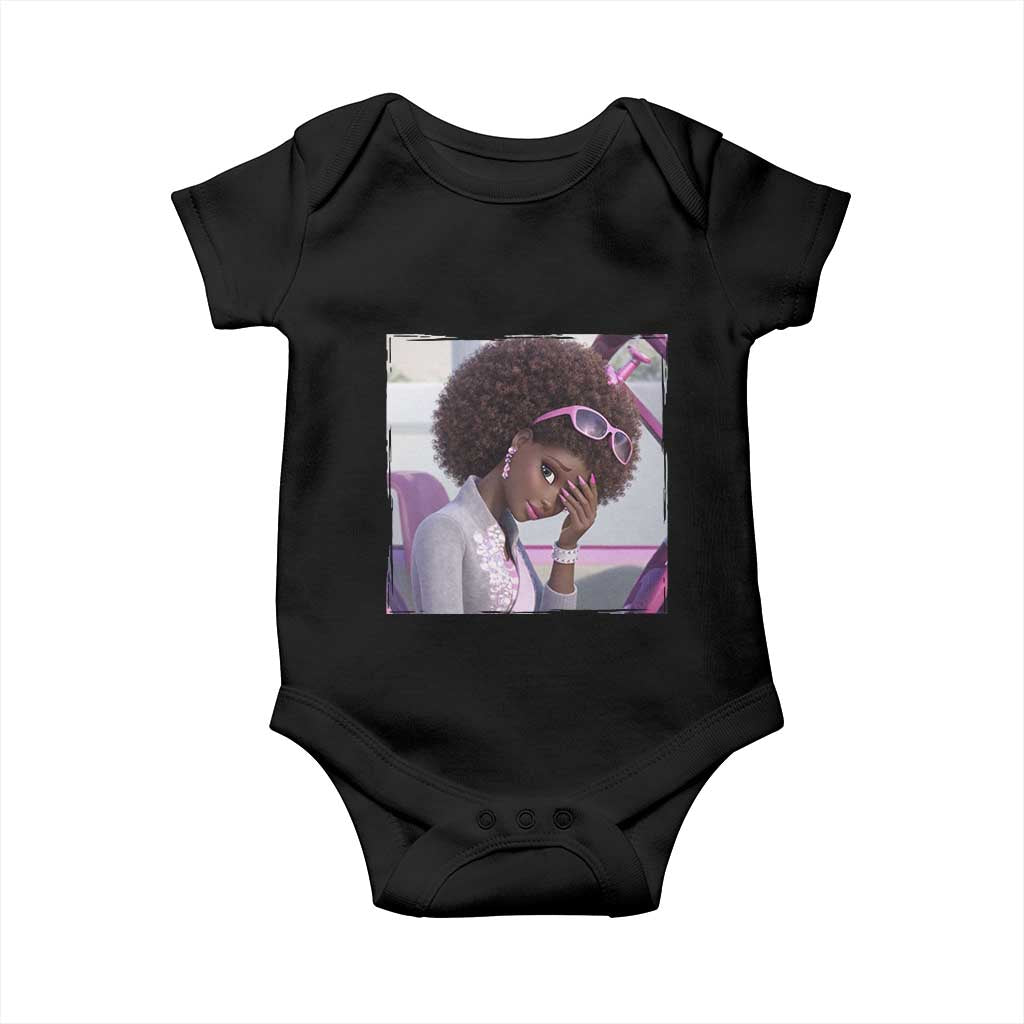 Disgusted Black Doll Meme Baby Onesie Funny Sassy Reaction Afro Girl With Attitude
