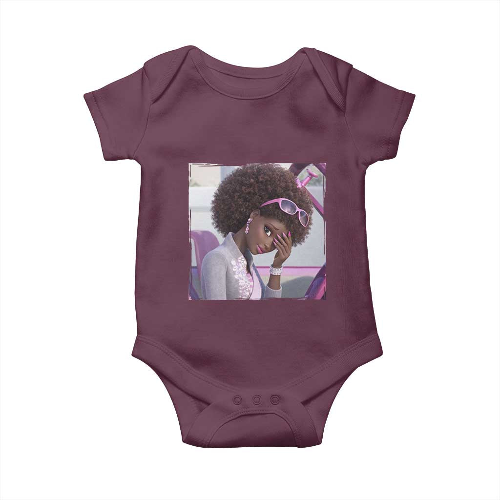 Disgusted Black Doll Meme Baby Onesie Funny Sassy Reaction Afro Girl With Attitude