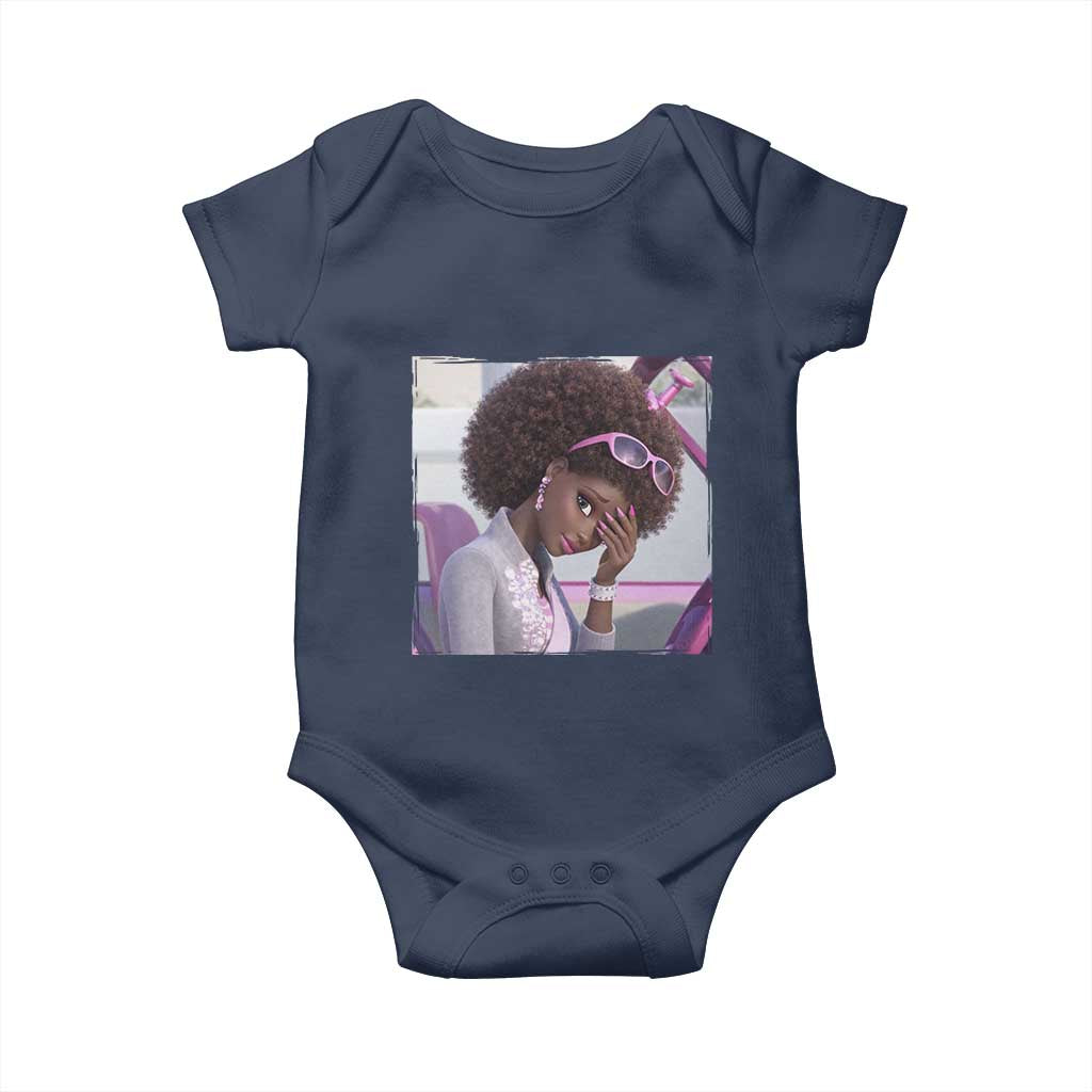 Disgusted Black Doll Meme Baby Onesie Funny Sassy Reaction Afro Girl With Attitude