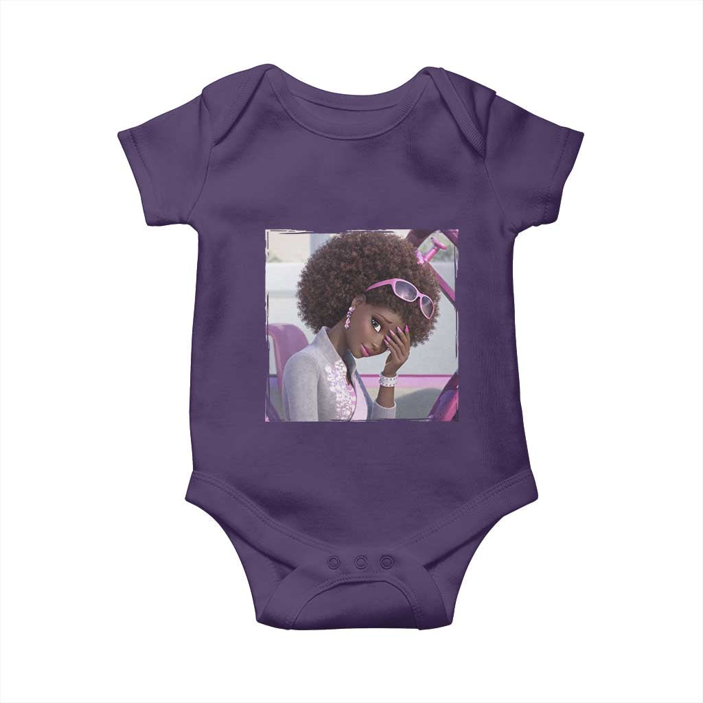 Disgusted Black Doll Meme Baby Onesie Funny Sassy Reaction Afro Girl With Attitude