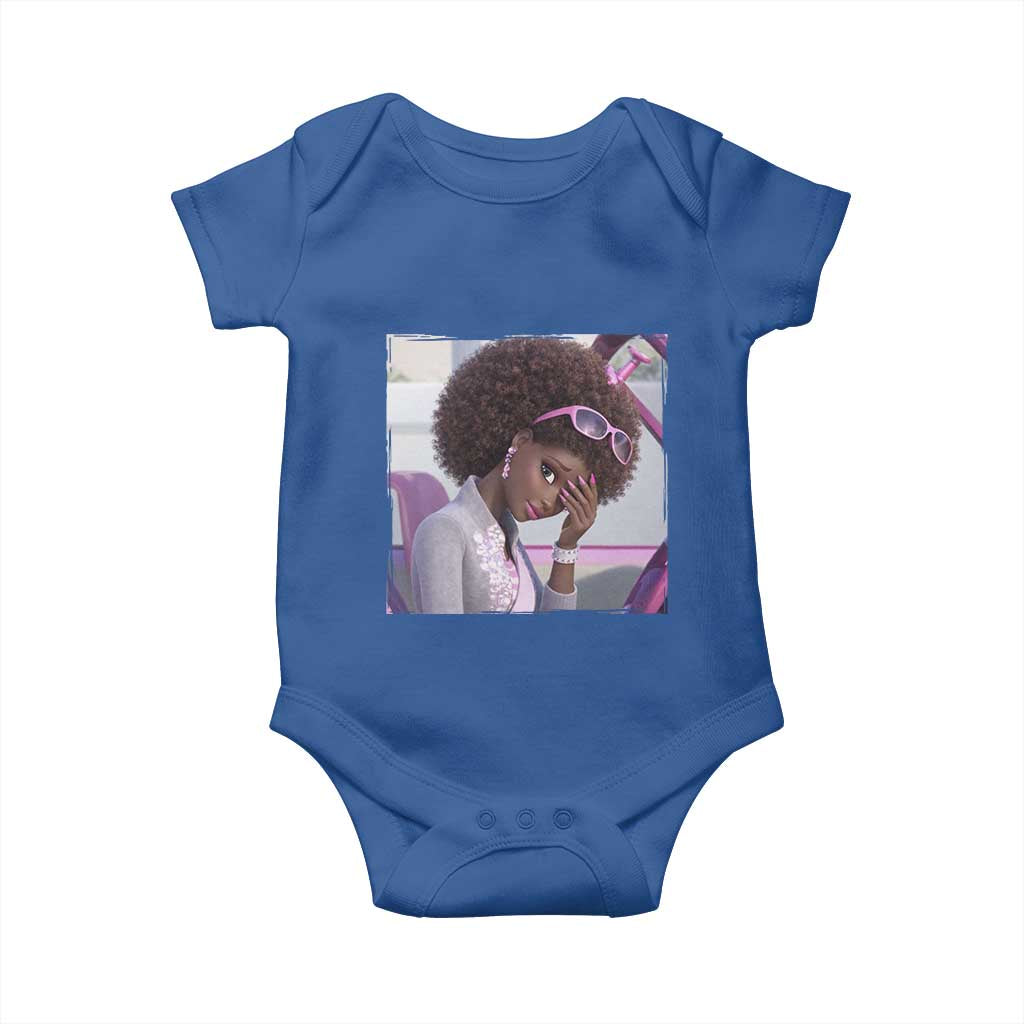 Disgusted Black Doll Meme Baby Onesie Funny Sassy Reaction Afro Girl With Attitude