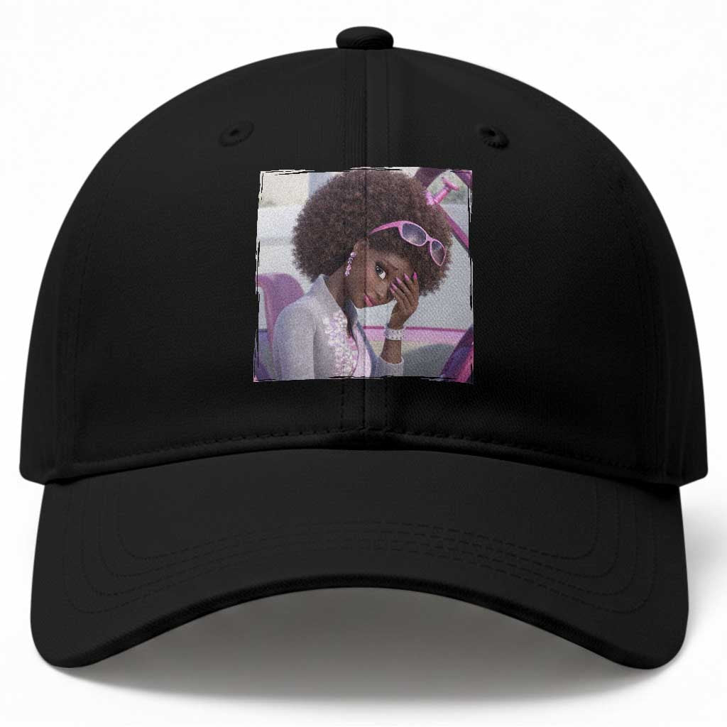 Disgusted Black Doll Meme Baseball Cap Funny Sassy Reaction Afro Girl With Attitude