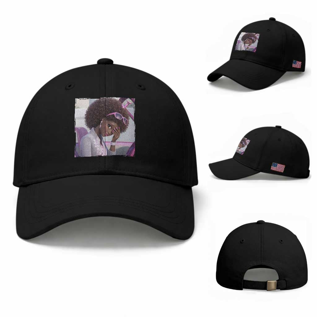 Disgusted Black Doll Meme Baseball Cap Funny Sassy Reaction Afro Girl With Attitude