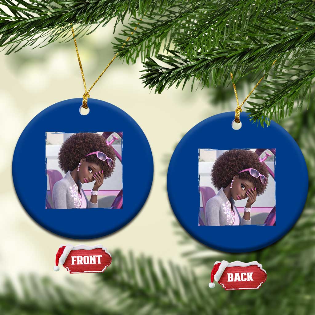 Disgusted Black Doll Meme Ceramic Ornament Funny Sassy Reaction Afro Girl With Attitude