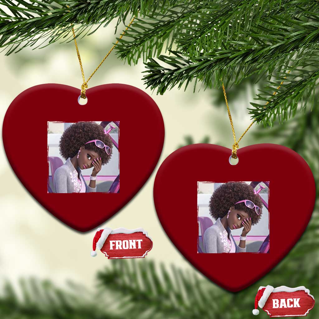 Disgusted Black Doll Meme Ceramic Ornament Funny Sassy Reaction Afro Girl With Attitude