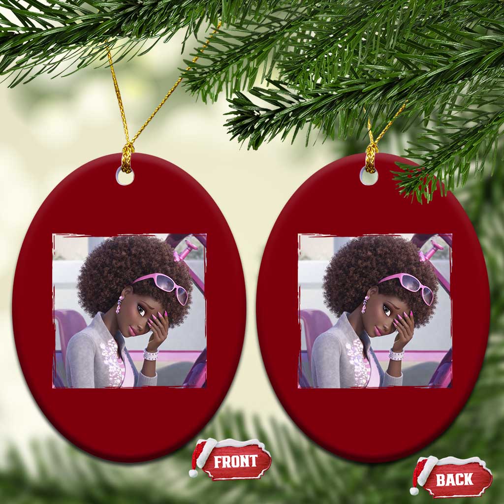 Disgusted Black Doll Meme Ceramic Ornament Funny Sassy Reaction Afro Girl With Attitude
