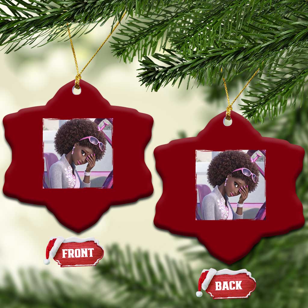 Disgusted Black Doll Meme Ceramic Ornament Funny Sassy Reaction Afro Girl With Attitude