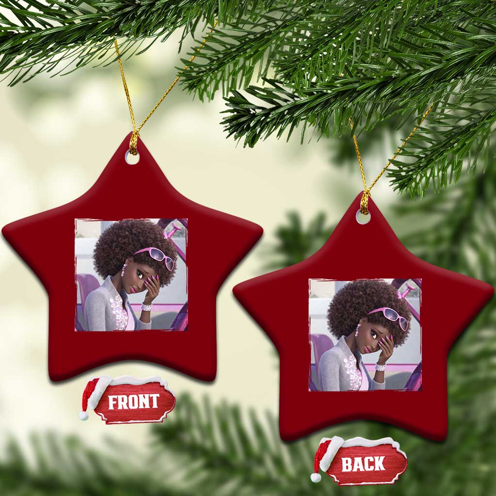 Disgusted Black Doll Meme Ceramic Ornament Funny Sassy Reaction Afro Girl With Attitude